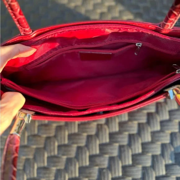 Red Women’s Shoulder Bag Snake Like Print - Picture 4 of 8